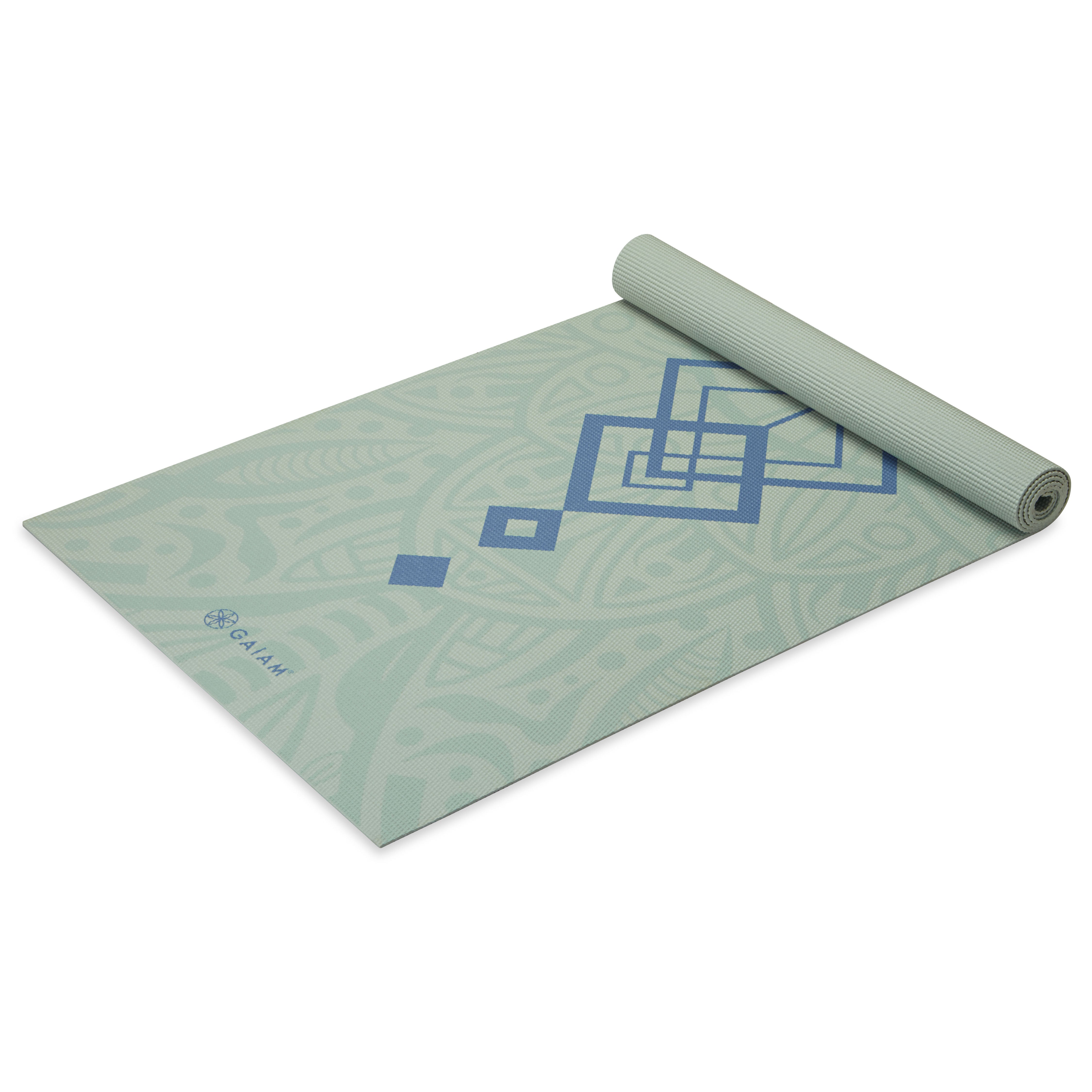 Gaiam Fijian Dream Printed Yoga Mat (4mm) top rolled angle